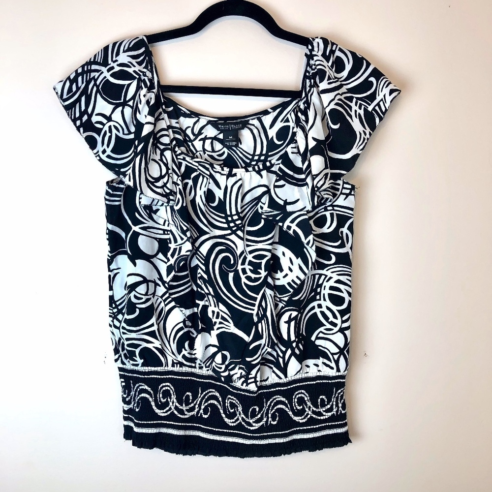 White House Black Market | Silk Ruffle Blouse